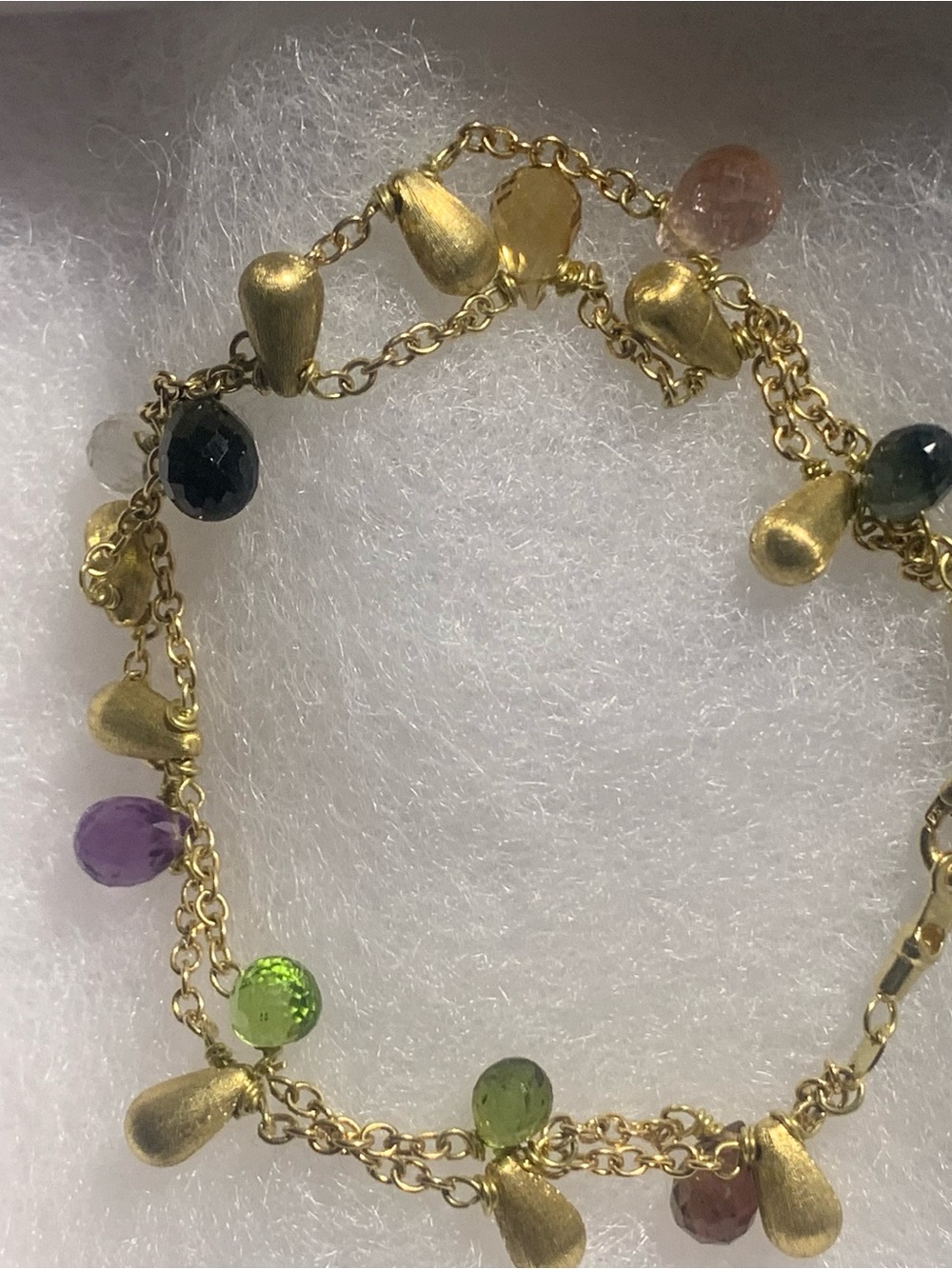 18k 750 Gold Multi Gem Teardrop Bracelet - Women Jewelry! Stunning 🩷